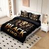 3pcs Lion Black King Printed Chipless Bedding Set Multi Size Bedroom Bedding Holiday Decor Machine Washable