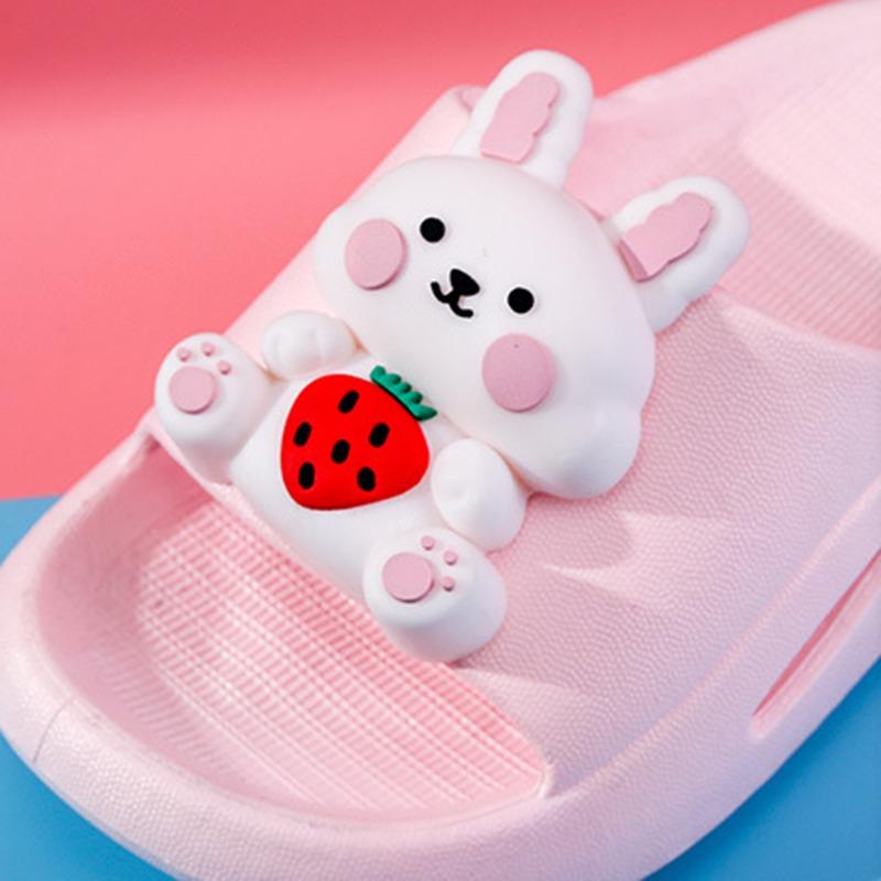 Детские тапочки из ПВХ с милым мультяшным медведем, домашняя обувь для малышей, нескользящие летние пляжные шлепанцы с мягкой подошвой, повседневные детские тапочки