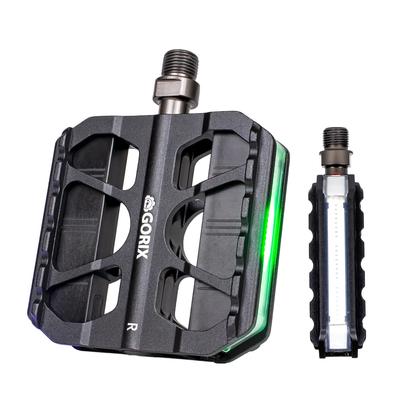 Велосипедная педаль GORIX LED Flat Pedal 3 подшипника алюминиевые педали совместимы с шоссейным кроссом MTB и другими ездовыми на велосипедах для замены педалей [с подсветкой]