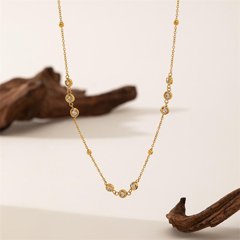 316L Stainless Steel New Trend Gold-plated Jewelry Set Elegant Style Embed Zircon Woman Charm Chain Necklaces Bracelet