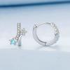 BSE727 Sterling Silver S925 Shooting Star Earrings Pentagram Ear Zirconia Dreamy Sweet Earrings