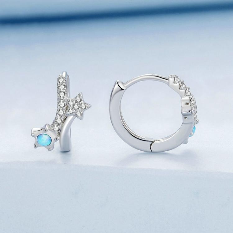 BSE727 Sterling Silver S925 Shooting Star Earrings Pentagram Ear Zirconia Dreamy Sweet Earrings