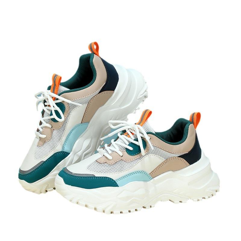 New Fashion Women Tennis Shoes Chunky Sneakers for Spring Autumn Thick Bottom Dad Shoe Ladies PU Leather Platform Running Shoes