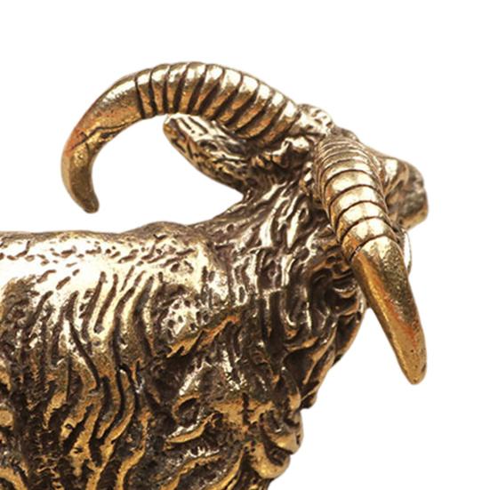 Латунная статуэтка козла, мини-статуэтка козла, коллекционная ретро-скульптура животного для домашнего офиса, кабинета, стола, декора