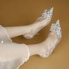 New Pointed Stiletto Shallow Mouth Rhinestone Square Buckle Decoration Fashion Women's Shoes Elegant Banquet Party High Heels