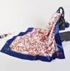 Fashion Silk Scarf Women  Flower Print Satin Head Hijab Scarfs Luxury Brand Foulard Colors Square Scarves Beach Shawls 90x90cm