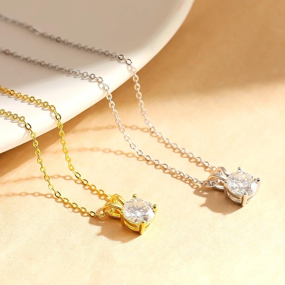 D Цвет 1CT VVS1 Муассанит Ожерелье Подвески для женщин Одежда высшего качества S925 Серебряная цепочка на шею Изящные ювелирные изделия Подарки