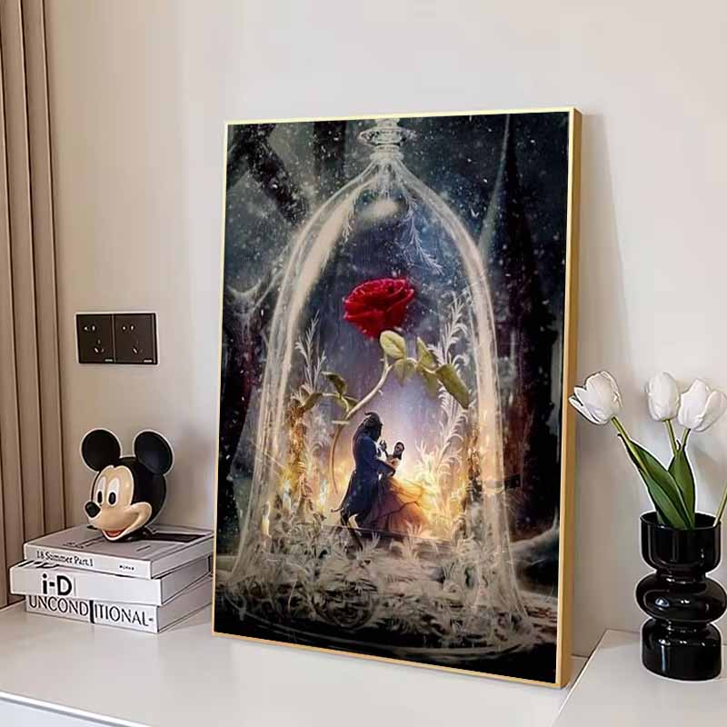 Disney 5D DIY Алмазная живопись, Красавица и Чудовище, Тема Волшебной Розы, Иллюстрация, Вышивка, Мозаика, Вышивка крестом, Декор для дома, Подарок, Поделки