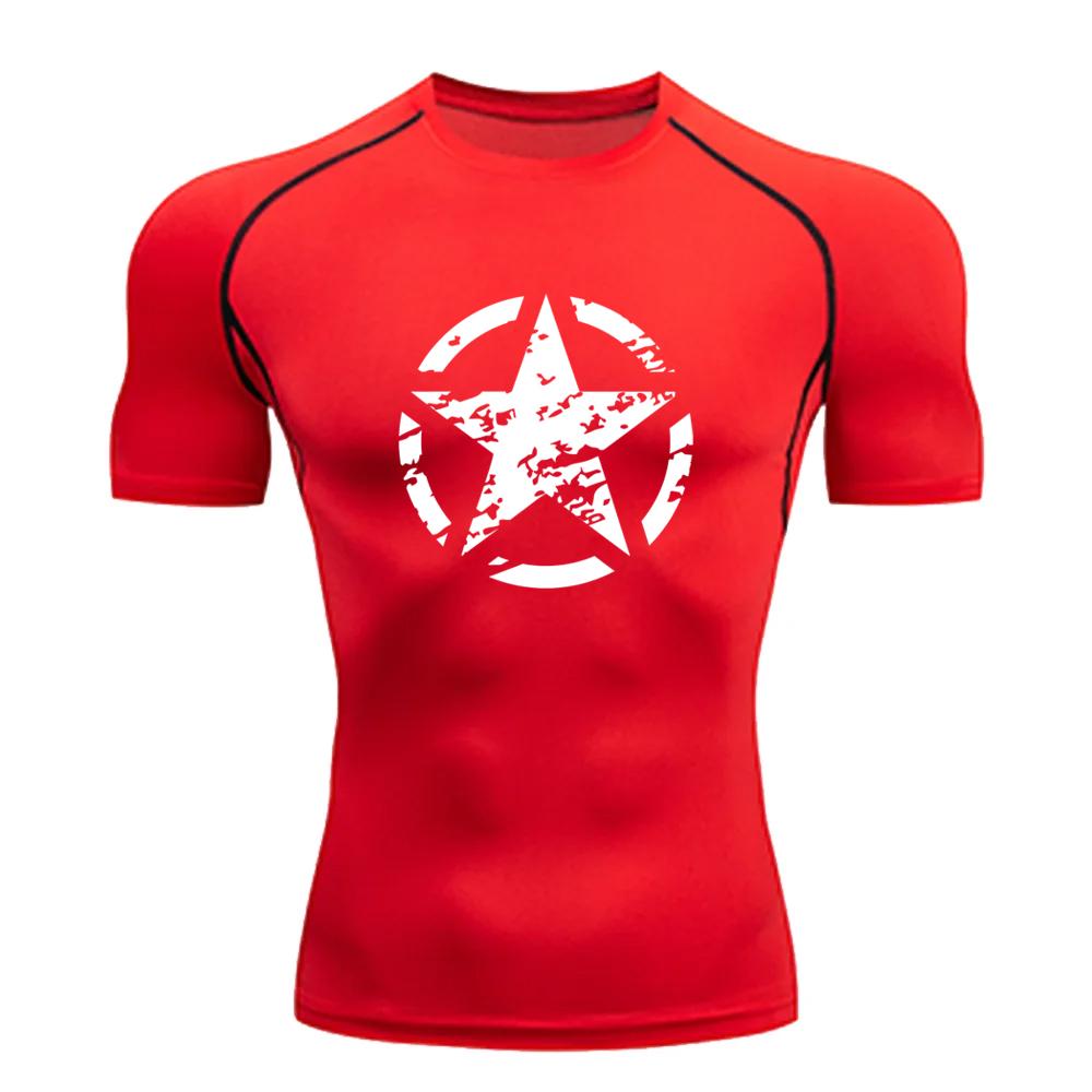 Летняя модная мужская компрессионная рубашка с принтом, быстросохнущая эластичная футболка для фитнеса, бега, дышащая, с коротким рукавом, S-3XL