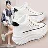 Autumn Casual Sneakers Fashionable Breathable Shoes Height-enhancing Thick-soled Students' Mid-top Women's Shoes