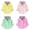 Spring and Autumn Jacket Girls Fashion Flower Windbreaker Jacket Children Waisted Hooded Mid-Length Jacket Jacket