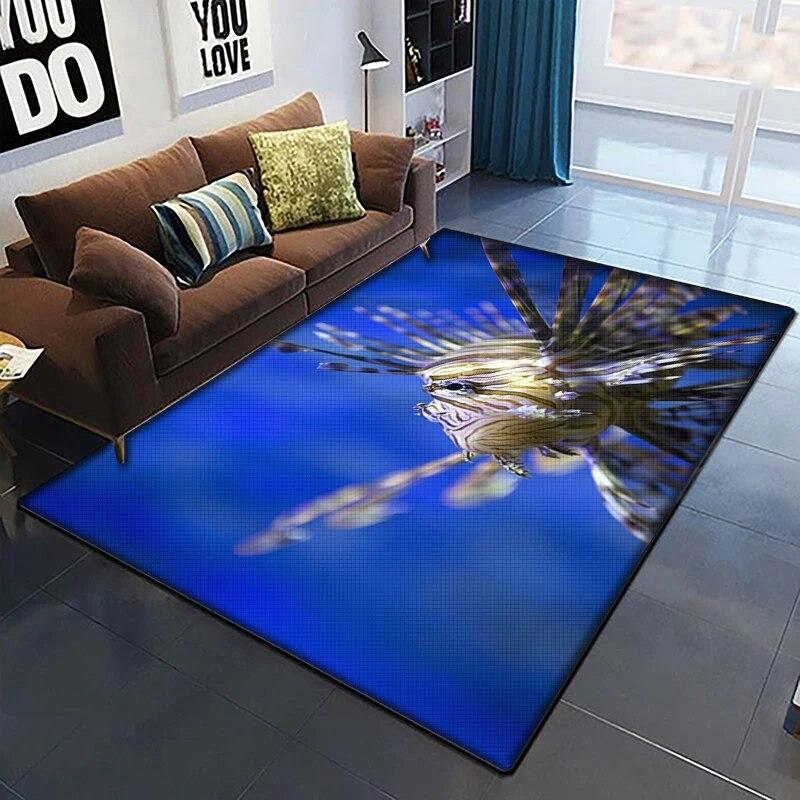 Морская рыба, красивый ковер с росписью для гостиной, большой ковер, черный мягкий ковер, украшения дома, коврики, коврики в стиле бохо, пикник