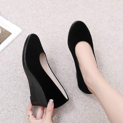 Новые старые северные тканевые туфли женские туфли танкетка одинарные туфли танцевальные туфли мягкая подошва рабочие туфли черные туфли для отеля туфли для мамы нескользящие