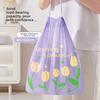 Thick Pe Reusable Trash Bag With Drawstring And Tulip Pattern For Home Waste Disposal