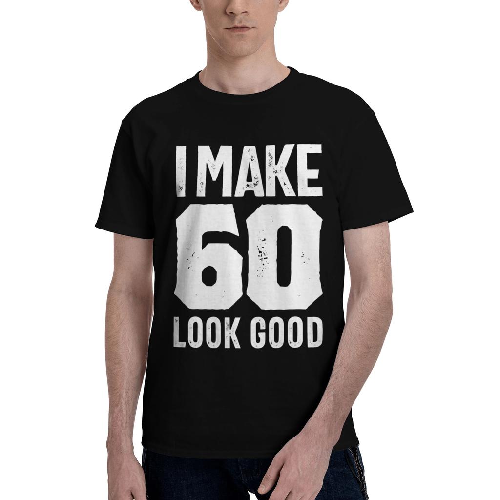 Подарки на 60 лет Мужские футболки 60-й день рождения Юмористические футболки С коротким рукавом Круглый вырез Хлопок Новое поступление Топы Футболка