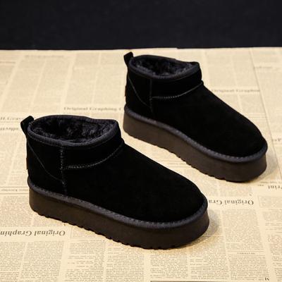 Зимние женские короткие плюшевые теплые зимние ботинки, повседневная обувь, новые замшевые ботильоны «Челси» на плоской подошве, женская обувь на платформе, Botas