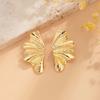Vintage Irregular Half Flower Stud Earrings for Women Elegant Geometric Metal Petals Piercing Earring Party Jewelry Gifts