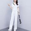 New Summer Casual Sports Suit Women's Slim and Fashionable Wide-leg Pants Student Two-piece Set