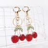 Шикарный брелок со стразами в виде вишни: Модный аксессуар для женской сумки с подвеской в виде фрукта из сплава в стиле бриллианта