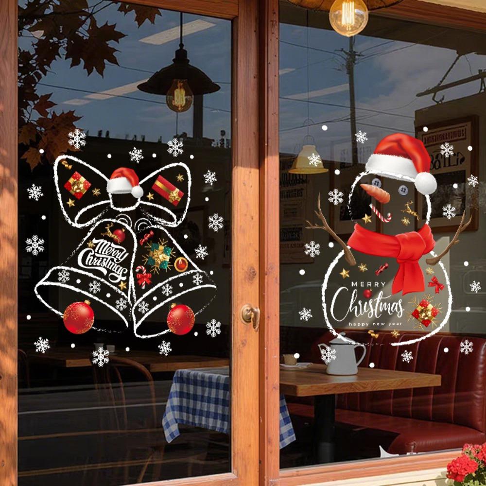 Waterproof Christmas Bell Window Clings Large Christmas Window Stickers Glass Door