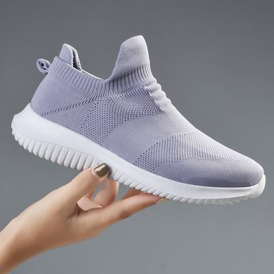 Трикотажные женские кроссовки на платформе с мягкой подошвой, сетчатые носки, обувь для фитнеса и йоги, спортивная обувь для женщин, повседневные кроссовки для бега трусцой