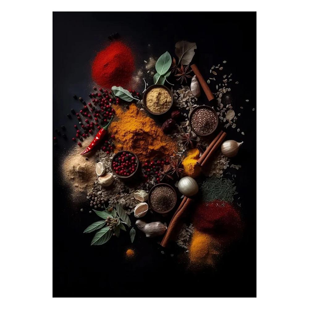 Modern Cooking Herbs Spices Sushi Utensils Spoon Wall Art Picture Canvas Painting Luxury Artwork Poster Print Home Kitchen Decor