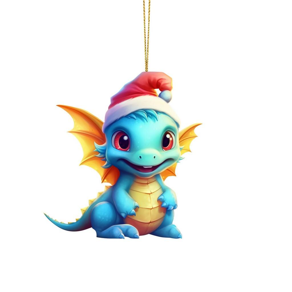 Playful Dragon Acrylic Christmas Hanging Decoration For Festive Car Interior Adornments