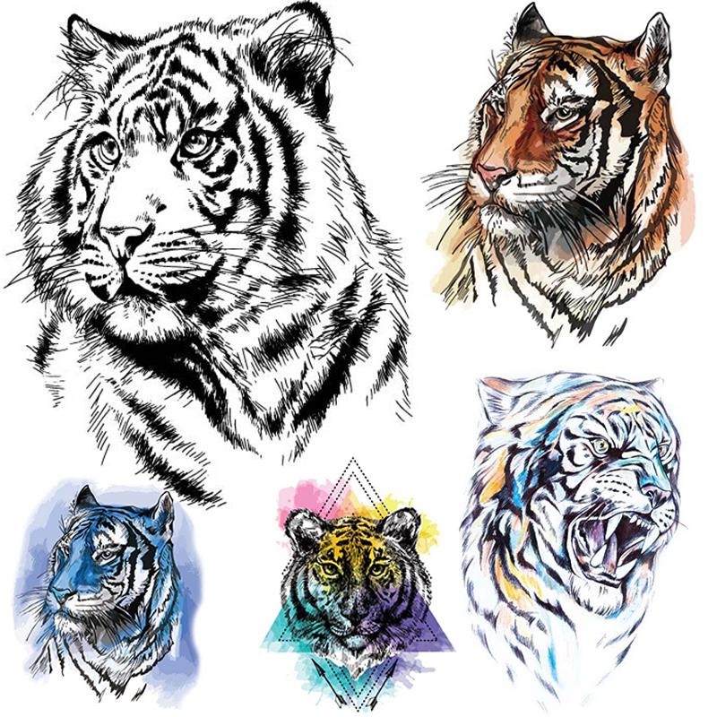 Реалистичная голова тигра, временные татуировки для мужчин, мальчиков, взрослых, поддельные компас, Лев, Сова, лиса, татуировка, наклейка, перенос воды, боди-арт, татуировки