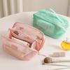 1PC Transparent Mesh Bathroom Storage Bag Spacious Mesh Makeup Carryall 23x11x11cm