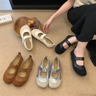 Универсальные туфли на липучке женские 2025 весна и лето новинка ленивые Биркенштоки на одной педали с мелким вырезом на мягкой подошве туфли Мэри Джейн