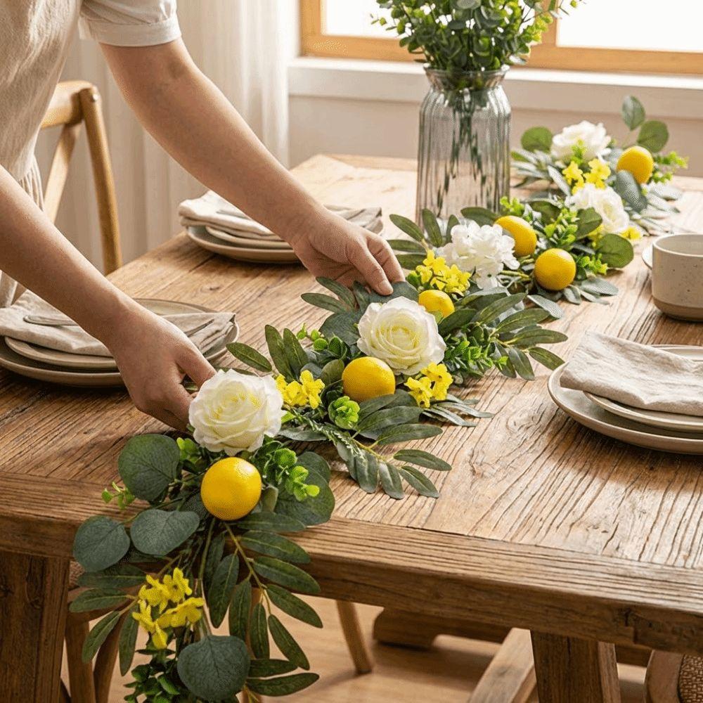 Realistic Artificial Lemon Garland Eucalyptus Leaves Simulation Lemon Vine Kitchen Decor