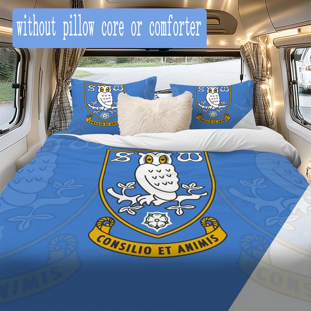 Sheffield Wednesday FC Owl Pattern Bedding,Quilt Set Quilt Cover Pillowcase Home Birthday Gift (1*duvet cover+2*pillowcase,without core)XSJT0917523