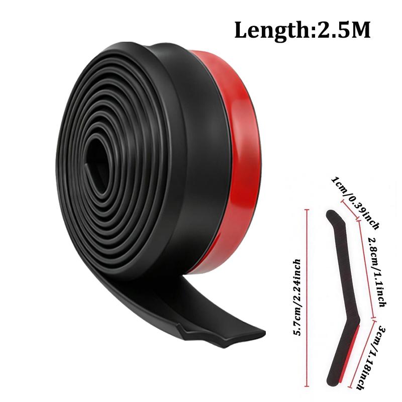 2.5M Car Front Bumper Protection Strip Rubber Universal Car Spoiler Lips Skirt Exterior Side of Wheel Protector Mouldings