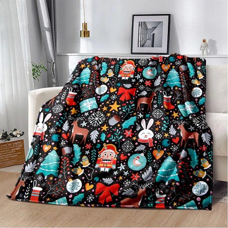 Мягкое плюшевое одеяло с 3D Щелкунчиком, рождественской елкой, фланелевое одеяло, одеяло для гостиной, спальни, кровати, дивана, чехол для пикника, детское одеяло