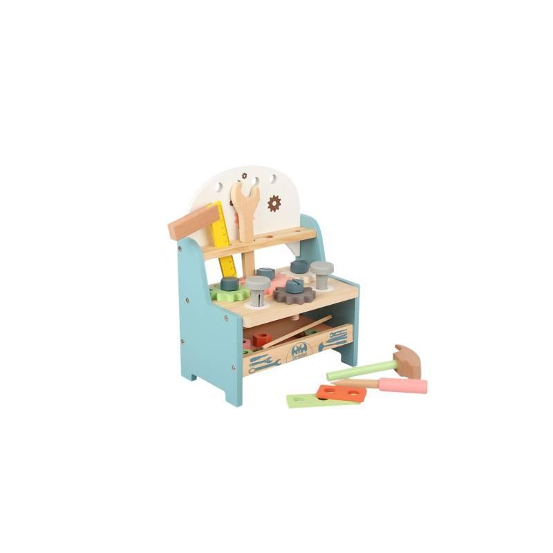 Красочный Деревянный Верстак с Инструментами Интерактивная Развивающая Игрушка для Детей 4-6 лет