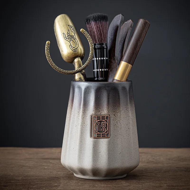 6 шт./набор Инструменты для чайной церемонии, термостойкая чайная банка, деревянная китайская чайная ложка для гунфу, щипцы для чая, набор игл, принадлежности для чайной комнаты