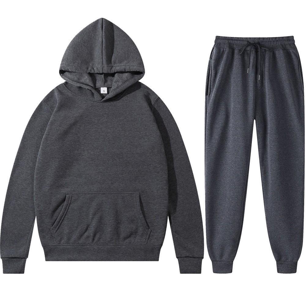 Unisex Solid Color Hoodie & Sweatpants Set - Autumn/Winter Casual Sportswear