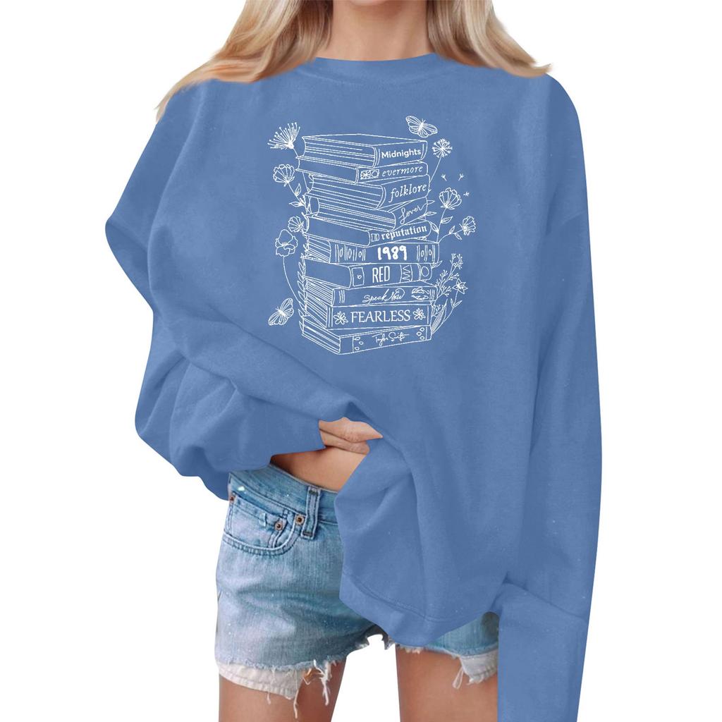 Женские повседневные модные толстовки с длинным рукавом и круглым вырезом с принтом, пуловер, топ