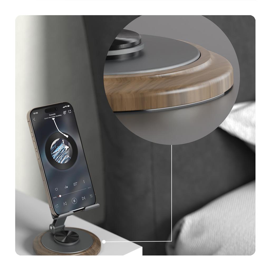 360-degree metal phone stand - gray