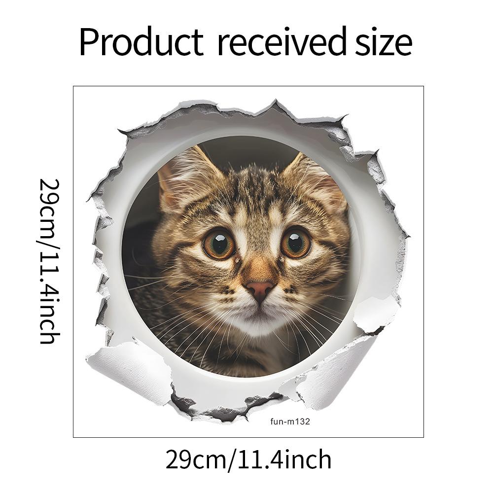 Мультяшная комбинация сломанная стена кошка ванная комната ванная комната украшение дома декоративные настенные наклейки самоклеящиеся