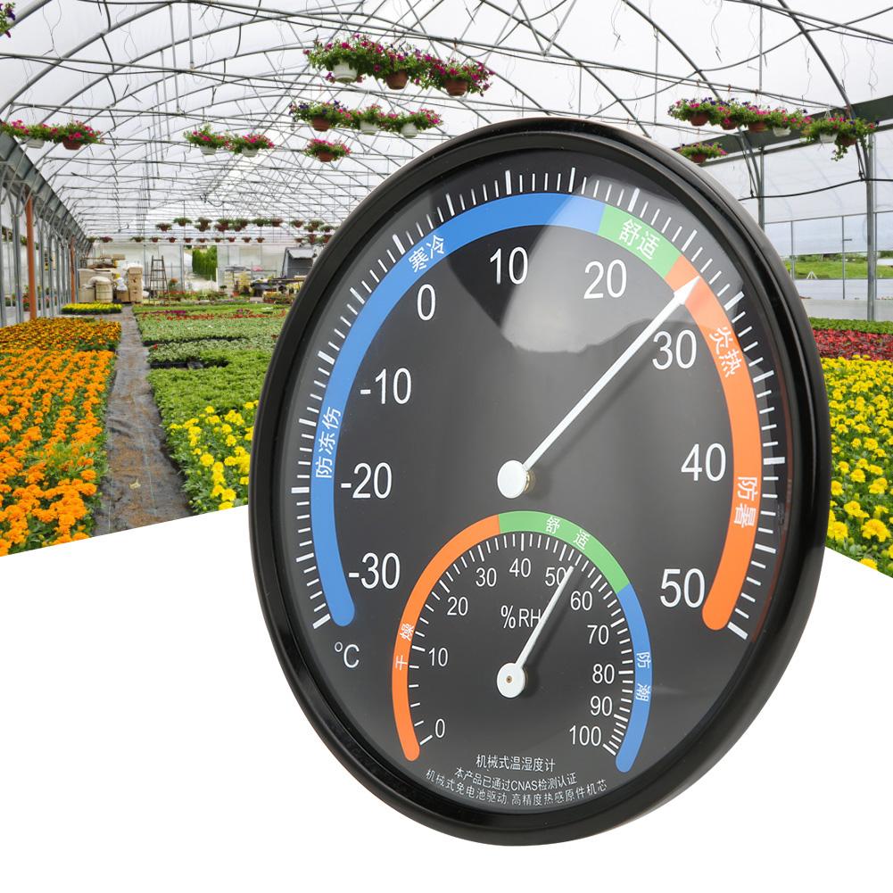 Househeld Indoor Outdoor Round Pointer Type Thermometer Hygrometer Temperature Humidity GaugeTH101 Black