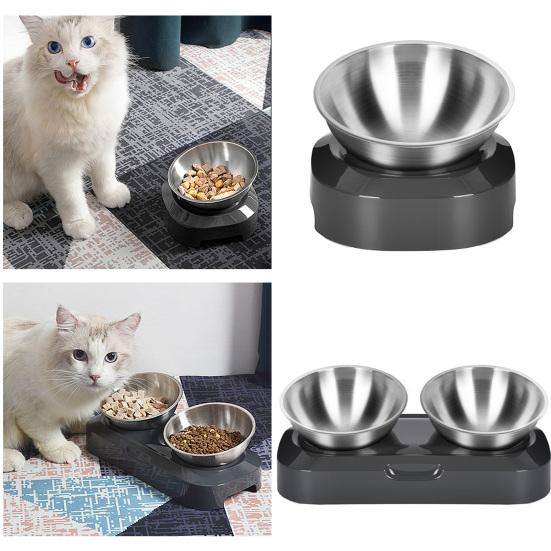 Миски для кошачьей еды с регулируемой высотой, антирвотная нержавеющая сталь для кошек и собак, способствует формированию здоровых привычек питания