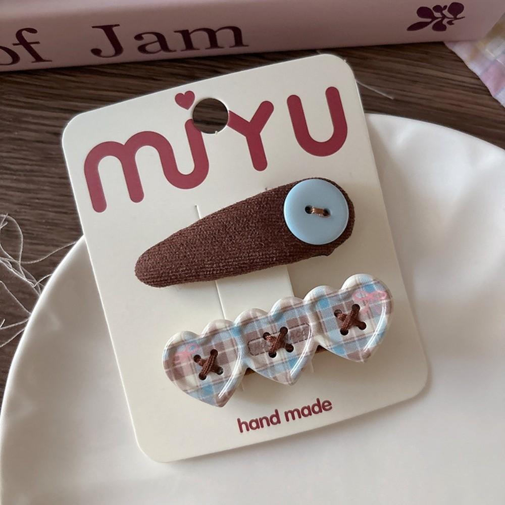 2Pcs/Set Ribbon Flower Bow Hairpins Plaid Design Hair Grips New Princess Headdress  Hair Accessories