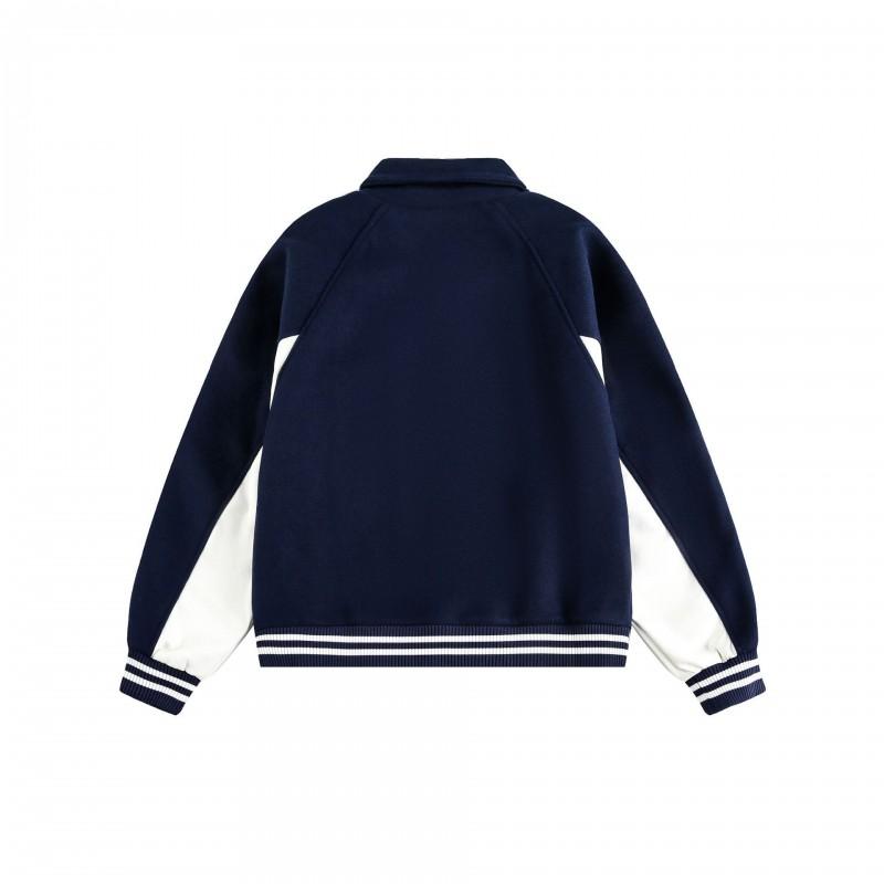 Unisex College Style Patch Embroidery Baseball Jacket Short Loose Fit Cotton Outerwear Teens