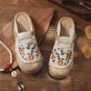 2025 Вышитые балетки: Весна, лето, осень Женская повседневная обувь из льна в национальном стиле