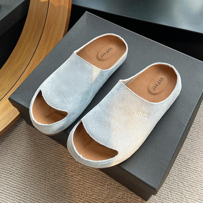 2025 Замшевые женские шлепанцы-клоги, пробковая стелька, пляжные шлепанцы, пробковые нескользящие женские шлепанцы-клоги с поддержкой свода стопы