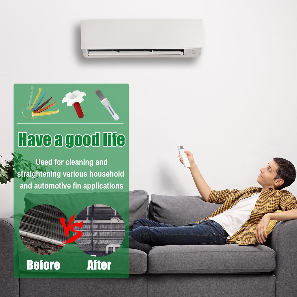 3Pcs Air Conditioner Fin Cleaner Brush Set Portable Folding Universal Condenser Fin Comb for Evaporator Radiator Cleaning Tools