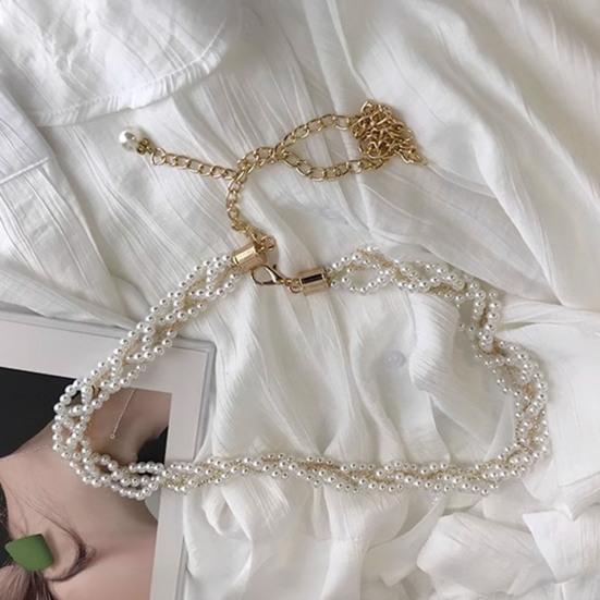 Women Dress Belt Adjustable Length Imitation Pearls Decoration Waistband Shirts Dresses Versatile Accessory