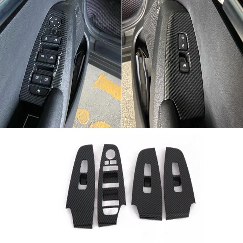 Для Kia Seltos Накладка на кнопку стеклоподъемника Панель переключения передач Крышка подстаканника ABS Карбон Аксессуары для интерьера