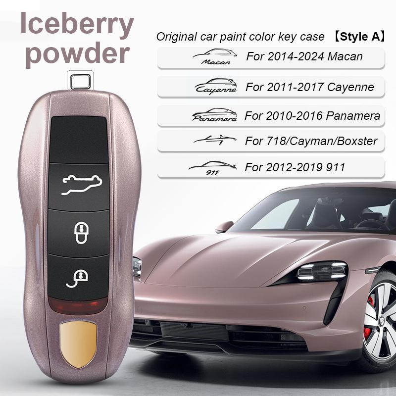 AABKR1 For Porsche Cayenne Mancan Panamera 911 718 Boxster Cayman Taycan 2010-2024 Car Key Paint Case Bordeaux Red Shell Replacement